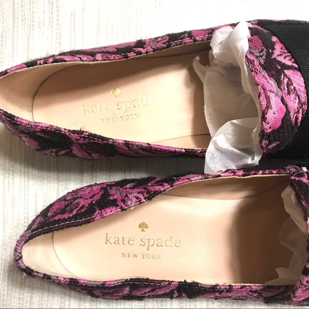 Kate Spade Pink Black Corina Floral Loafers flat - Picture 3 of 5